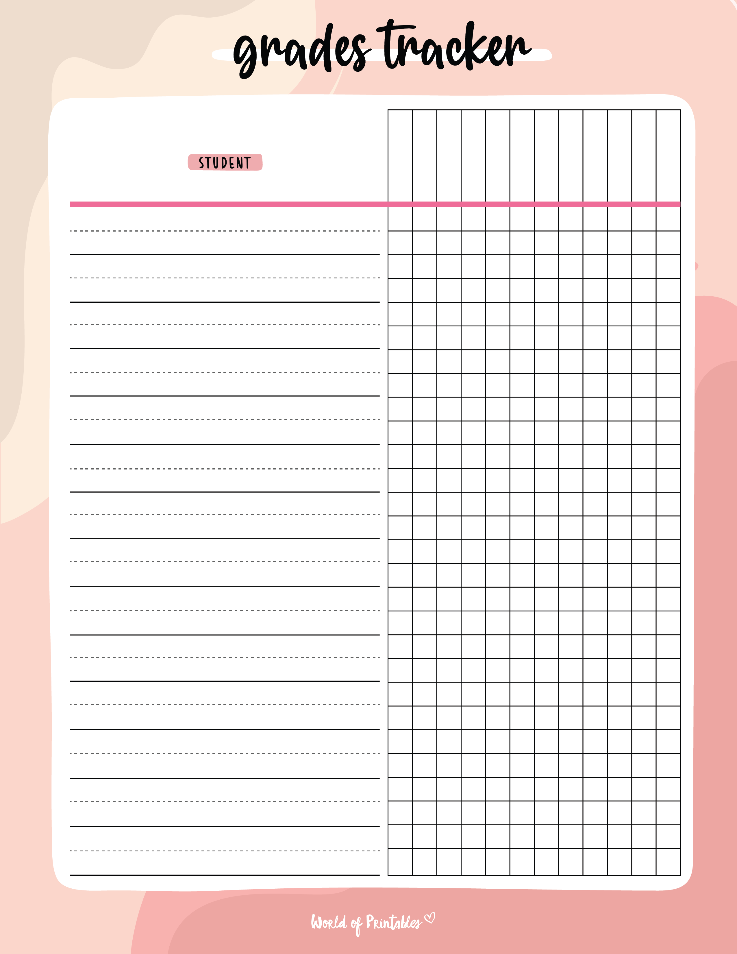 grade trackers - world of printables